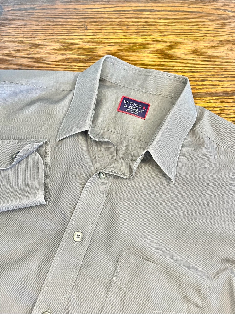 UNTUCKit Mens Size Medium Solid Gray Long Sleeve Shirt Slim Fit Wrinkle Free